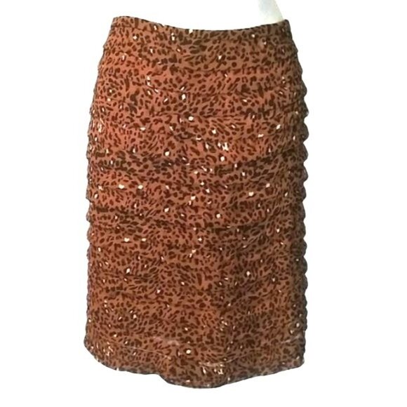 Larry Levine Womens Brown Black Animal Print Layered Ruffle Skirt Size 16 - Picture 5 of 7